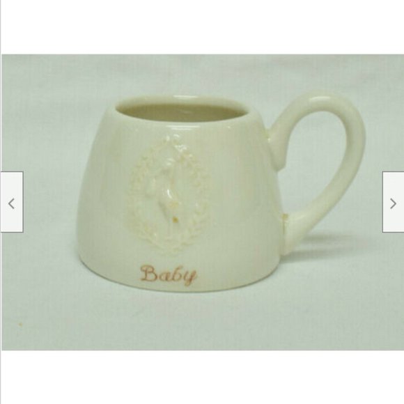 Ceramic Baby Training Cup Russ Berrie~Expression of Love~Handpainted White/Gold - Picture 4 of 4